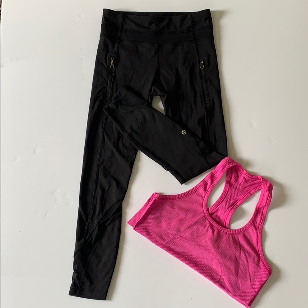 Lululemon zipper pocket Tights with mesh